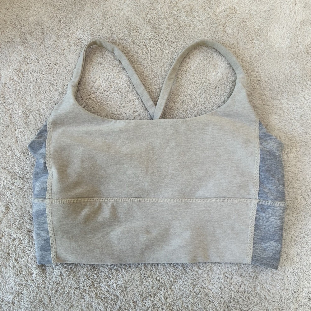 EUC Vuori Women's Long Line Elevation Bra Size Small Light Heathered Gray EUC